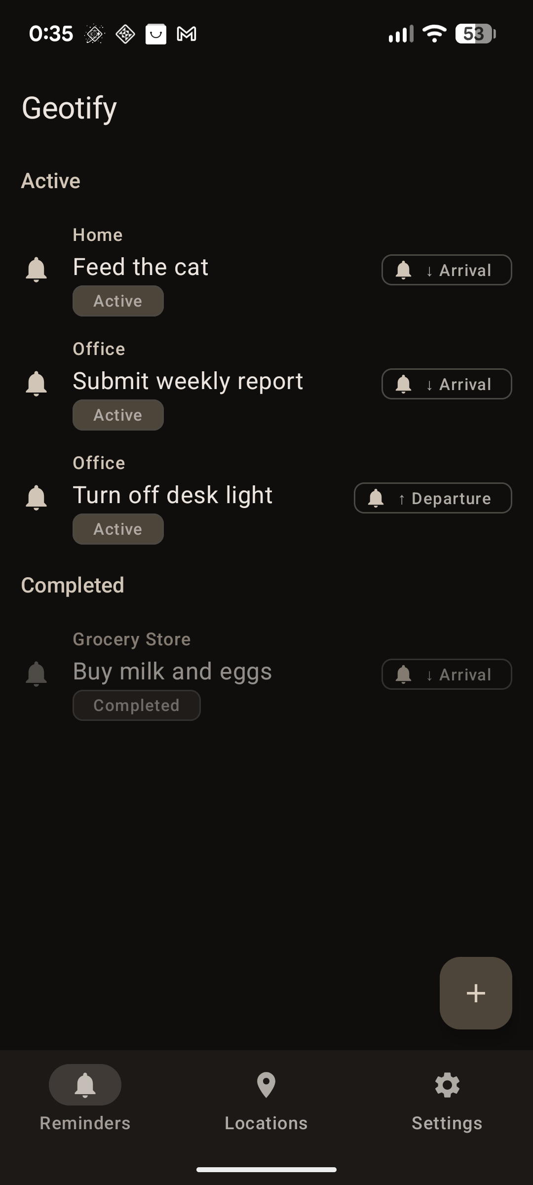 Reminders List