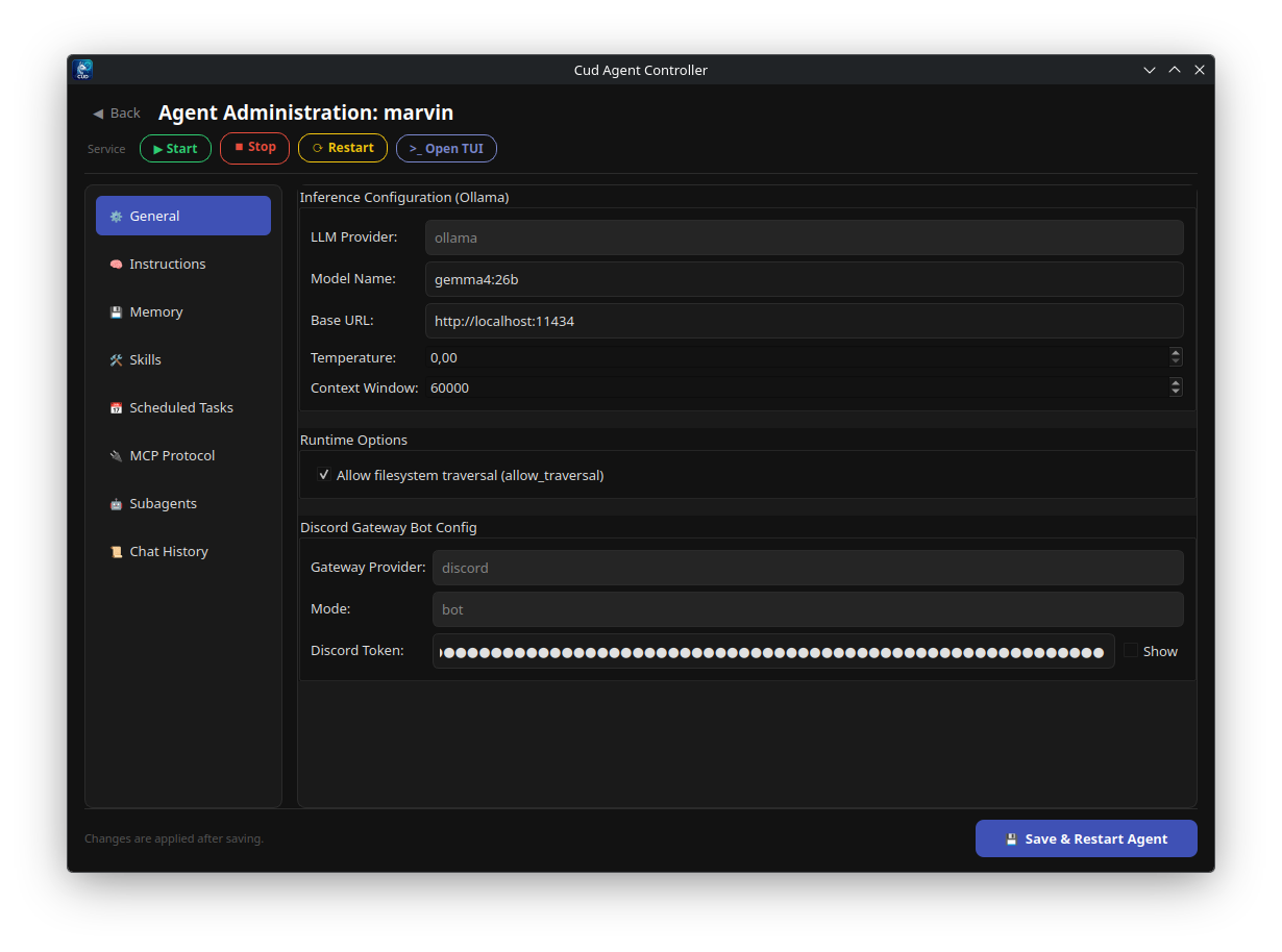 Agent Configuration Panel