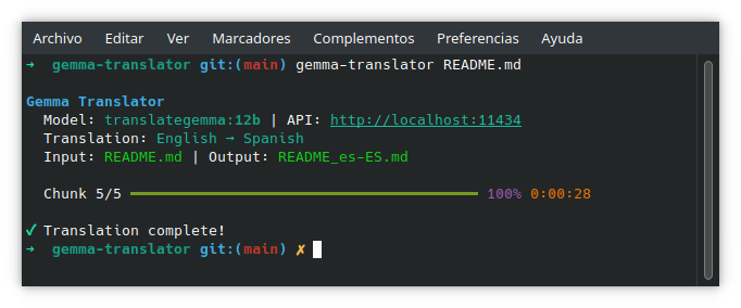 Screenshot of file translation